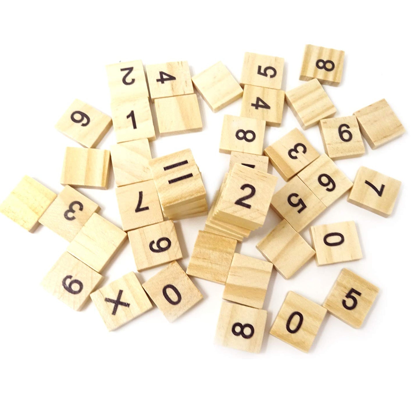 Honbay 100Pcs Wooden Scrabble Tiles Numbers Symbols Tiles For Craft Projects, Games, Early Childhood Education