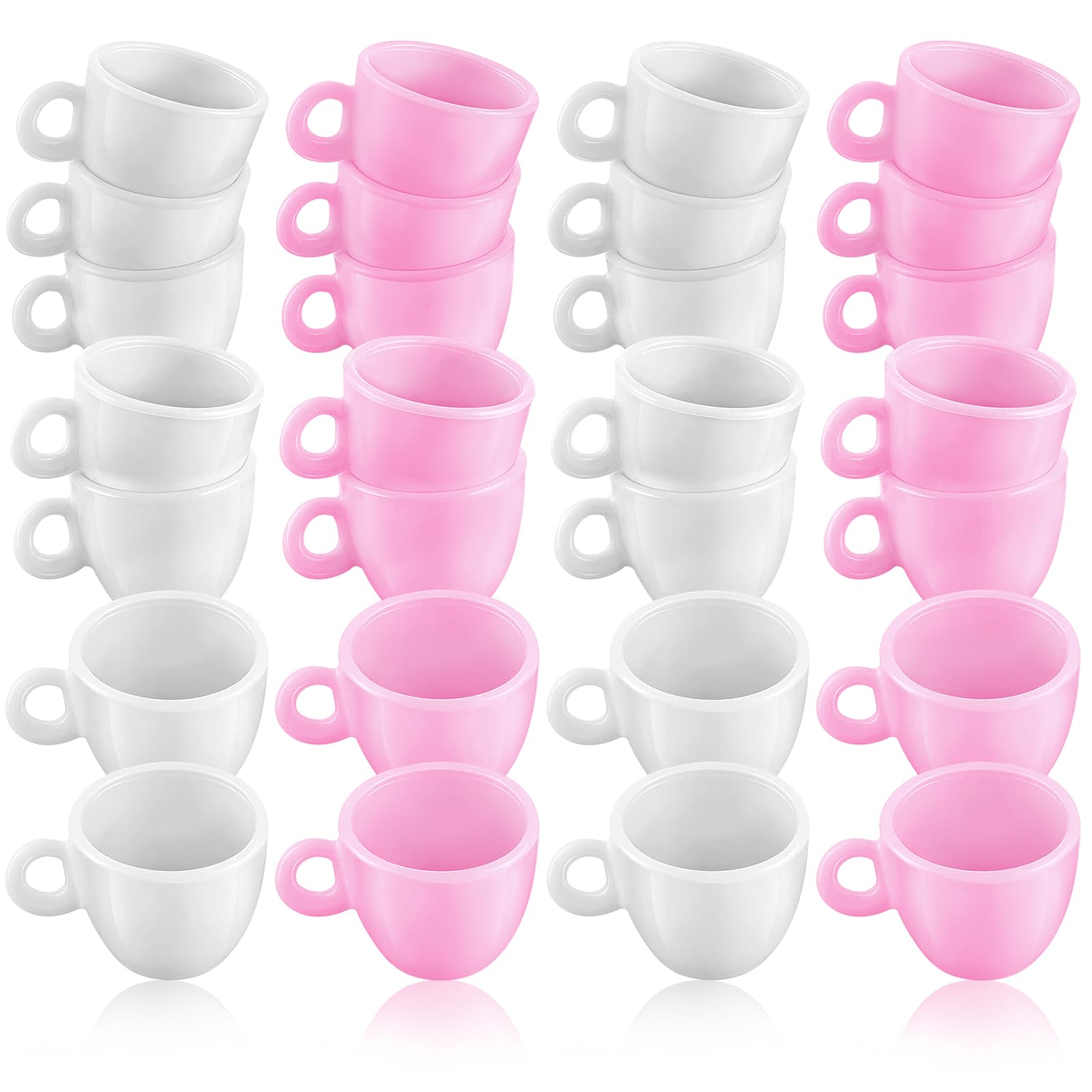 Patelai 30 Pieces Mini Coffee Cups Tea Cup White Plastic Coffee Cups Miniature Food Kitchen Room Decoration Accessories Gifts Fo