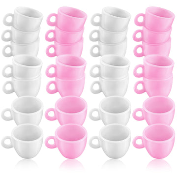 Patelai 30 Pieces Mini Coffee Cups Tea Cup White Plastic Coffee Cups Miniature Food Kitchen Room Decoration Accessories Gifts Fo
