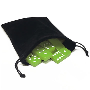 Domino Double 6 Lime Green Acrylic Jumbo Tournament Professional Size In Elegant Black Velvet Bag