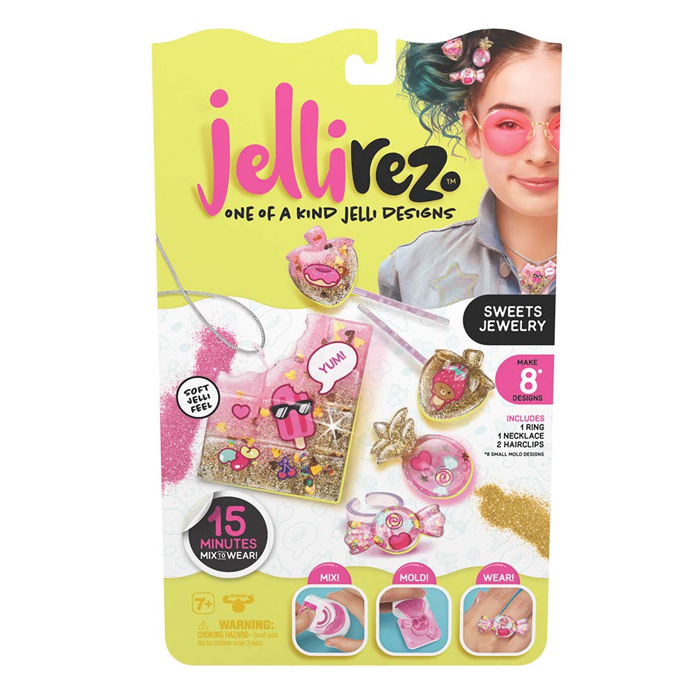 Jelli Rez Sweets Jewelry Pack - Quick & Easy DIY Resin Inspired Craft Activity Kit for Kids Ages 7 & Up, Multicolor (10876)