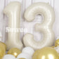 SUWEN 40 Inch Cream White Helium Number Balloons 0-9 Jumbo Mylar for 13th Birthday Party Decorations