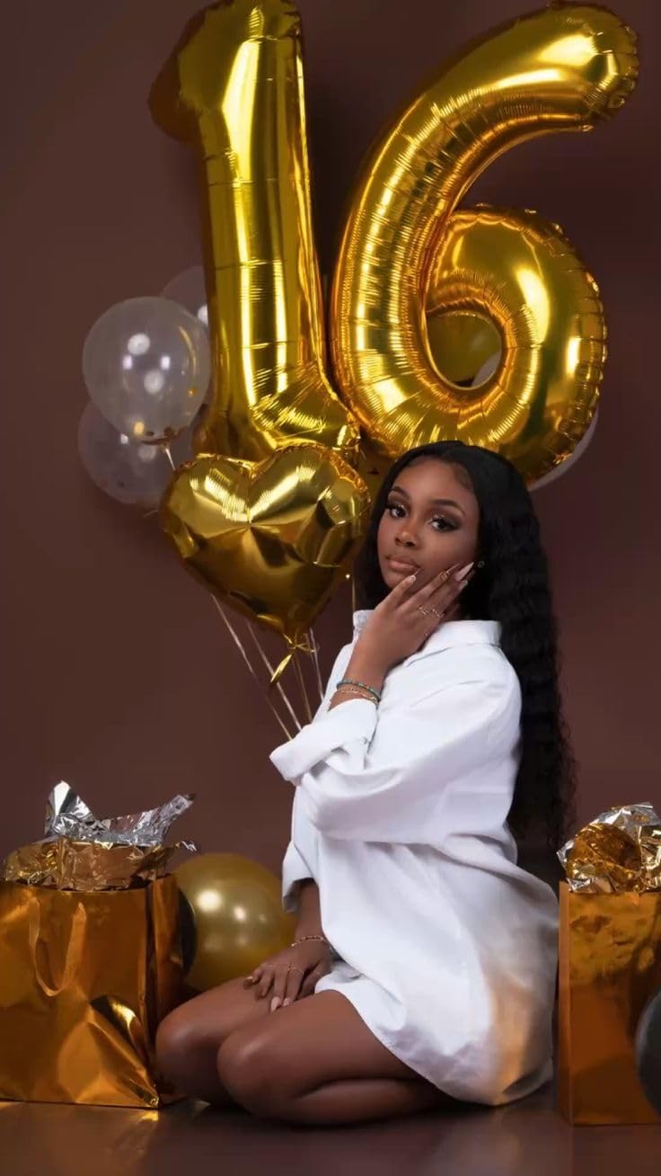 16 Balloon Number, Gold Number 16Th Birthday Balloons 40 Inch, Sweet Sweet 16 Years Old Gold Birthday Decorations For Boys Girls
