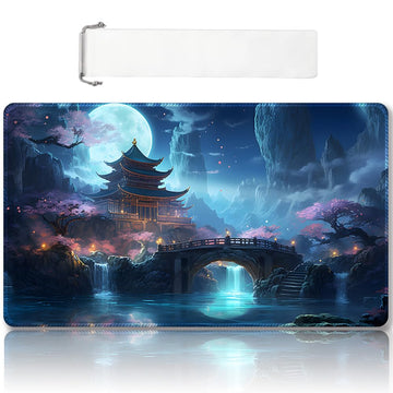 enhanced Stitched MTG Playmat with Zones and Non-Slip Rubber Backing - TCG Play Mat for MTG and Other Card Games - Colorful Design with Vintage Look and Feel (DKT (117) No Zones)