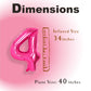 Suwen 40 Inch Hot Pink Large 4 Number Balloons Big Foil Helium Number Balloons 0-9 Jumbo Happy 4Th Mylar Birthday Party Decorati