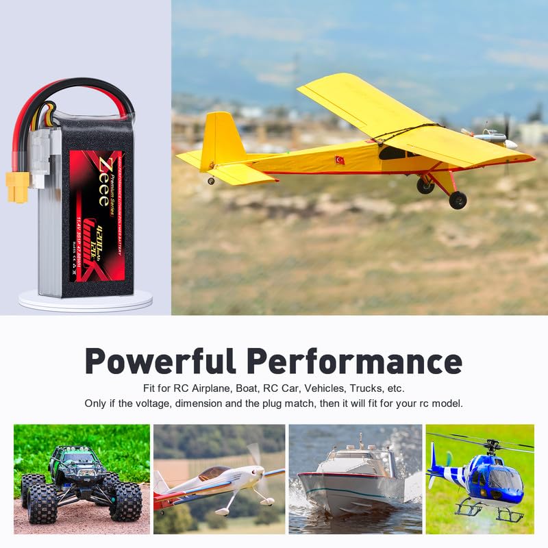 Zeee Premium Series 3S Lipo Battery 4200mAh 11.4V High Voltage Shorty Battery 120C with XT60 Plug Soft Case HV Lipo Compatible w