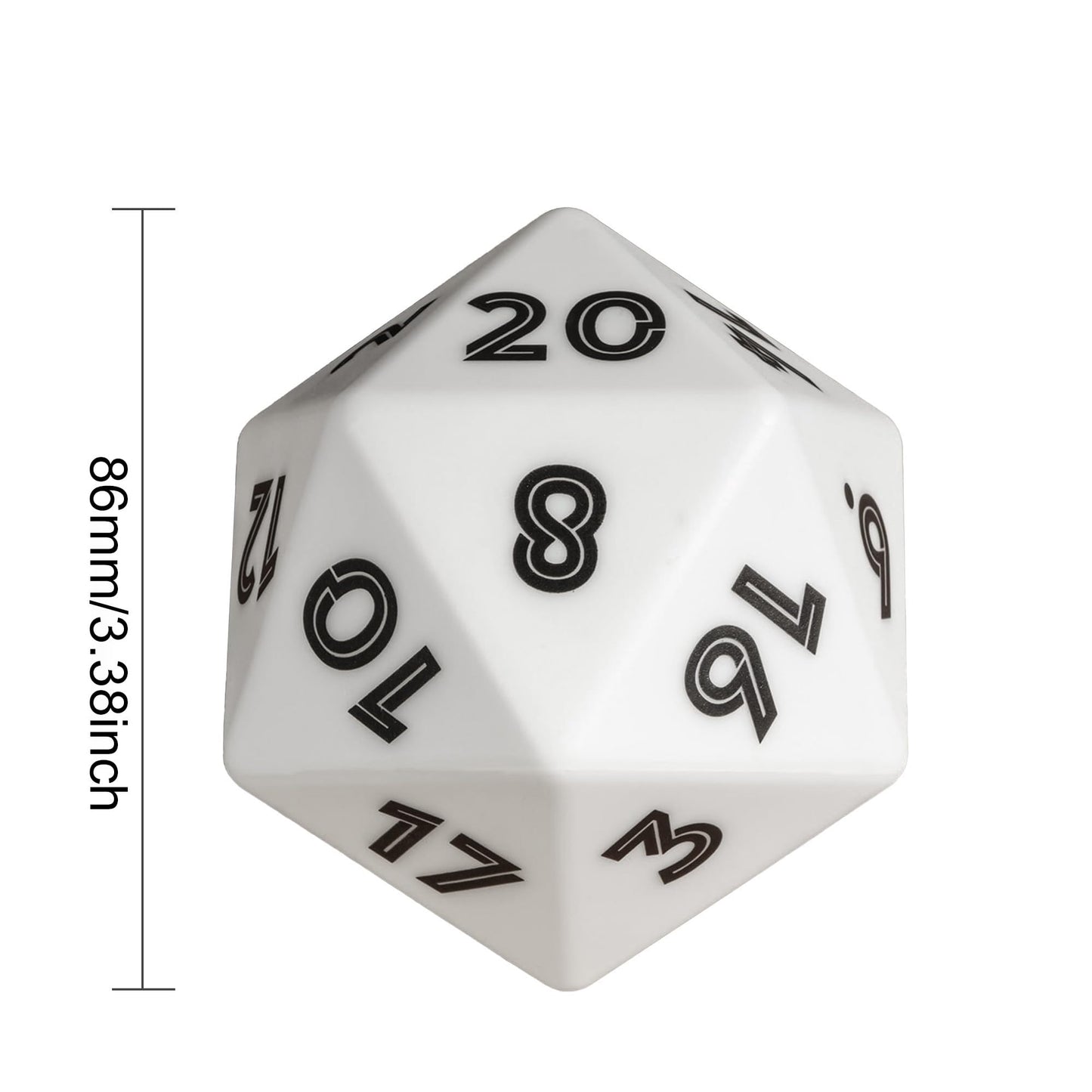 KSNDie Large D20 LED Dice, 86mm White DND Dice, 20 Sided Dice Color Changing Light Polyhedral Dice D&D for MTG Dungeons and Drag