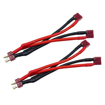 2Packs T Parallel Y Splitter Battery Connector 12AWG Cable Dual Extension Y Splitter Male to 2 Female for RC Quadcopte Multiroto