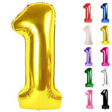 Gold Number 1 Balloon For First Birthday 40 Inch, 1St One Number Balloons Birthday Decorations For Girl Boy Toddler Baby
