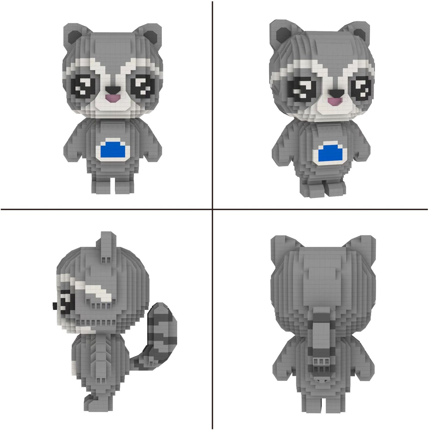 Larcele Animal Series Micro Building Blocks Animal Set, Diy Mini 3D Building Toy Bricks,1211 Pieces Kljm-07 (Raccoon)