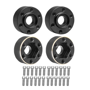 NXUEBDU Brass Wheel Hex Hub Extenders Adaptor for 1/10 RC Crawler TRX4 SCX10 Car Upgrade, Pack of 4 (Black, 15mm)