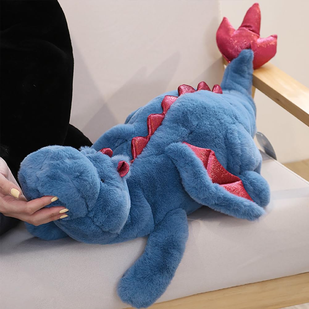 Ololele Dragon Stuffed Animal, 43.3Inches Large Blue Dragon Plush Toy For Kids And Adults