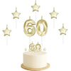 60th Birthday Candles for Cake - Number 60 & 6 & 0 Birthday Candles and Glitter Star Birthday Candles 2 Inch 3D Diamond Shape Nu