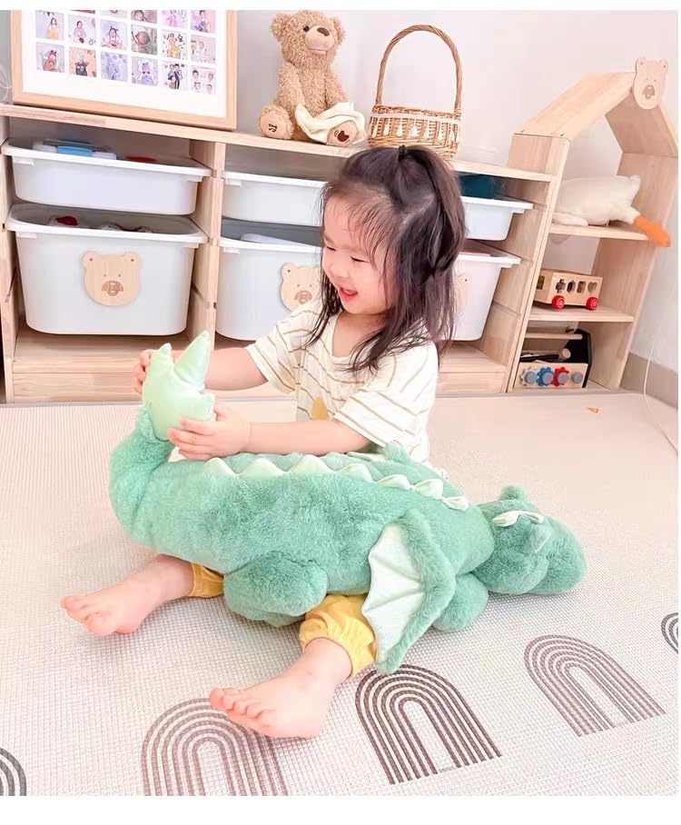 Leahaoe Weighted Stuffed Animals for Kids 27.5'' 2Lbs, Soft and Sturdy Weighted Dragon Plush, Small and Green Dragon Stuffed Ani