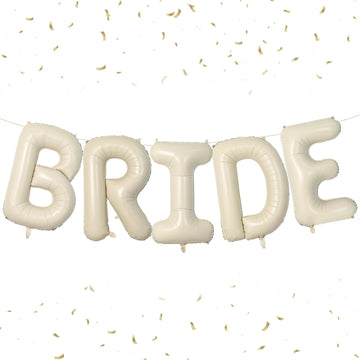 Biapian 40 Inch Bride Letter Balloons, Big Cream Bride Foil Balloons, 5 Pcs Giant Foil Large Aluminum Balloon Helium For Wedding