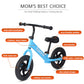 Birtech Balance Bike For 2-5 Year Old, 12 Inch Toddler Bike No Pedal Training Bicycle With Adjustable Seat Height, Airless Tire (Light Blue)