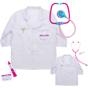 Sophia'S 18 Doll And Child Matching Doctor Lab Coats With Stethoscopes, Syringes, And Name Tags, 8 Pc.