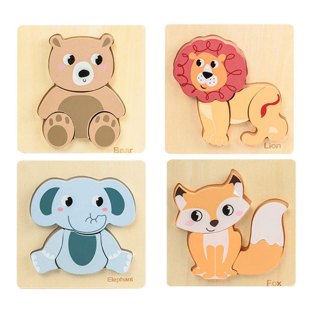 ECOMISTIQ Wooden Jigsaw Puzzle Learning Brain Teasers Shape Matching Toys for Ages 24 Animal Puzzle| Other Educational Toys| |T
