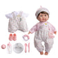 JC Toys Nonis Boutique15 Realistic Soft Body Baby Doll with Brown Hair, Brown Eyes, Open/Close Eyes | 10 Piece Gift Set with Bot