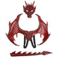 Kids Dinosaur Costume Dress Up Wings Dragon Tail Mask Set Halloween for Children Birthday Party Favors Gifts (red)