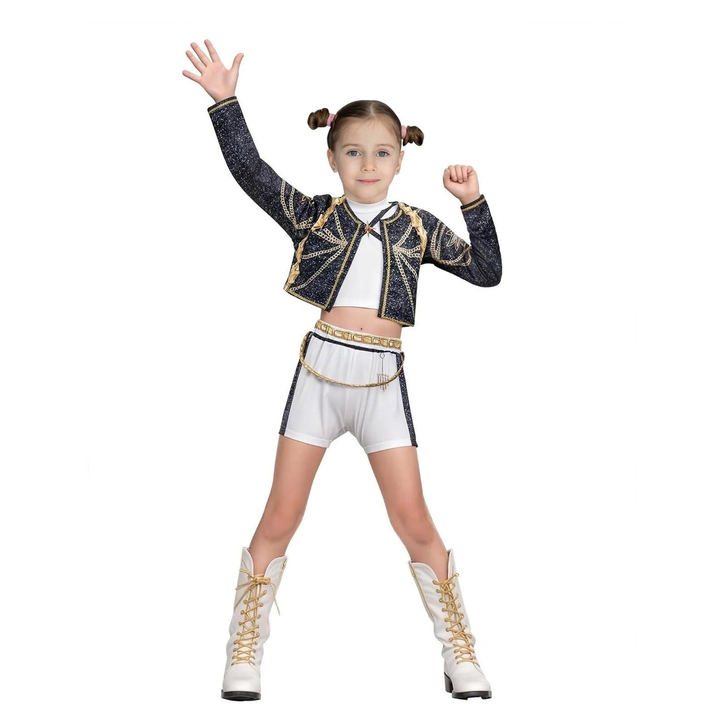CXFEDHO Demon Costume Cute Hunter Cosplay for Girls - 2025 Pop Singer Party Performance Halloween Outfits Birthday Gift (15#blac