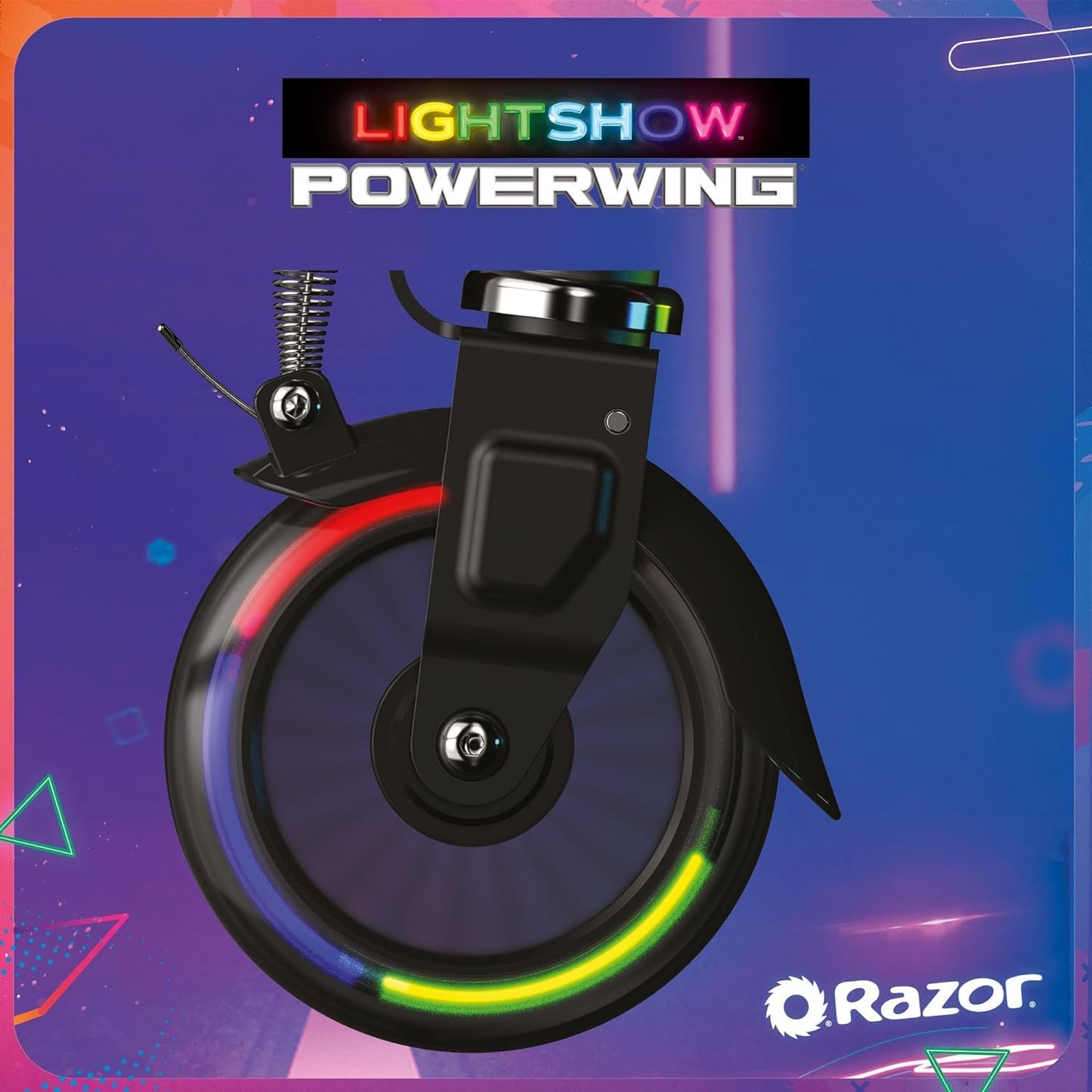 Razor Powerwing Lightshow Caster Scooter, Black, One Size