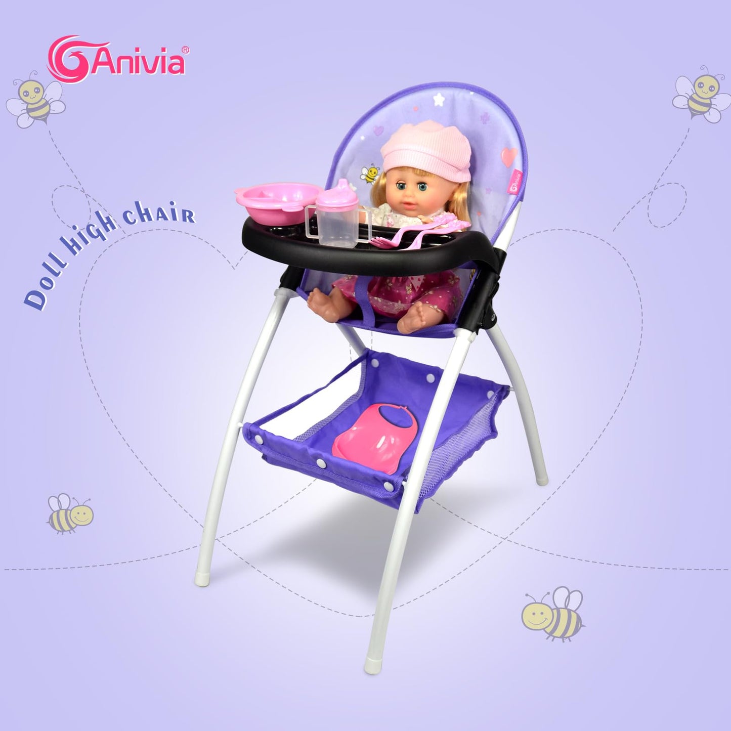 Anivia Baby Doll High Chair, Toy High Chair For Baby Doll (Dh010A Purple)
