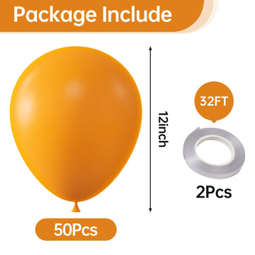 Kalor 12 Inch Orange Balloons, 50 Pcs Latex Helium Balloons For Kid'S Birthday Party, Baby Shower, Wedding, Graduate Party Decorations