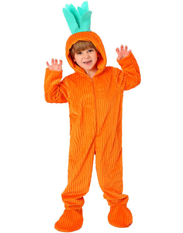 shyhand Easter Bunny Carrot Hooded Onesie Pajamas Unisex Animal Costume One Piece Jumpsuit for Kids Boys Girls 4-10 Years