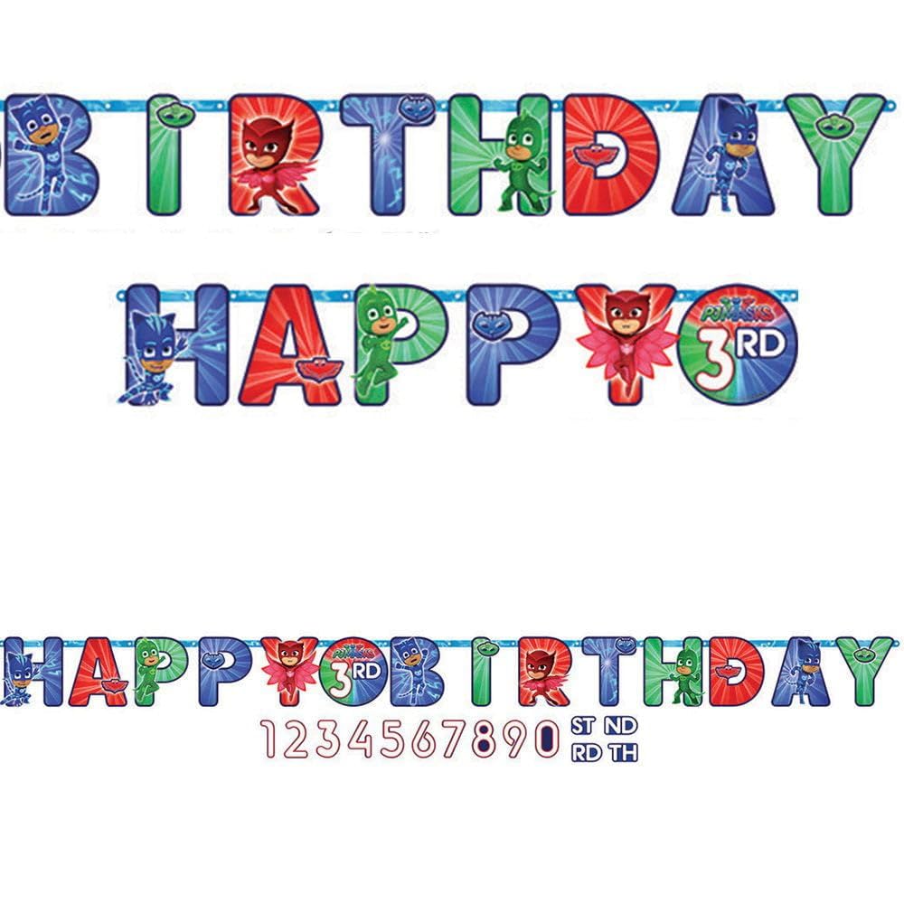 PJ Masks Jumbo Add-An-Age Paper Letter Banner - 10'' x 10.2' (Pack Of 1) - Multicolor & Customizable Birthday Sign For Kids