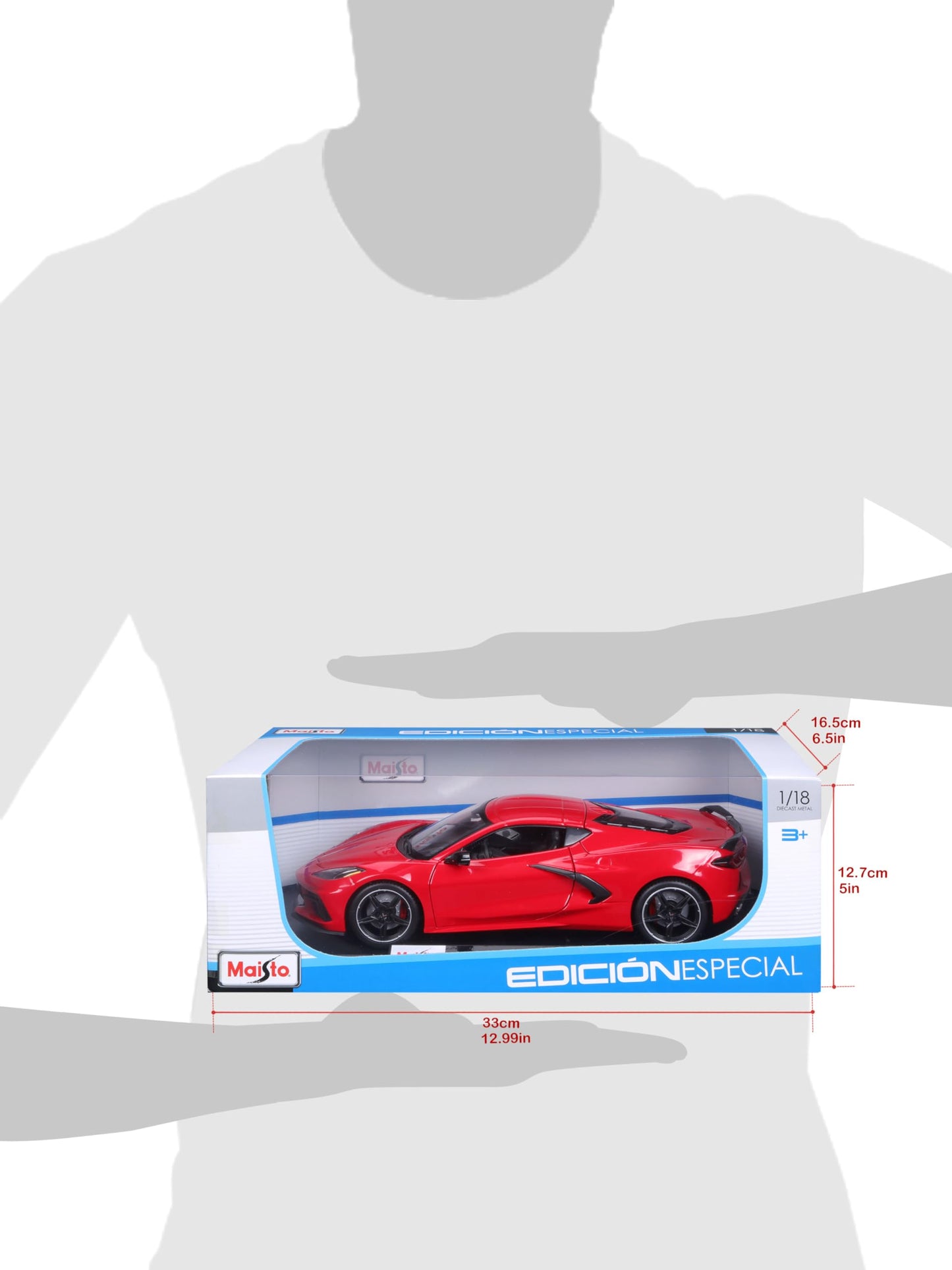 Maisto 2020 Chevrolet Corvette Stingray C8 Dark Gray Metallic with Racing Stripes 1/18 Diecast Model Car