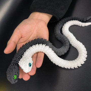 Wuqiren 2Pcs 18'' 3D Printed Snake,3D Printed Animals,Like Movable Snake Realistic Slithering Design (Black And White)