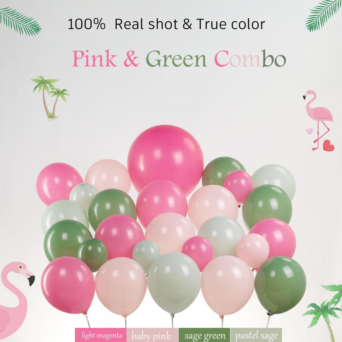 Pink and Green Balloon Arch Garland Kit 154pcs Sage Green and Pastel Pink Balloons for Girls baby in bloom Baby Shower Woodland