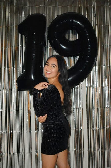 40 Inch Black Number Balloons, Large Digital 9 Balloon, Foil Mylar Balloons Decorations For 9 19 90 Birthday Party, Engagement,