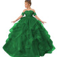 Zpvp Emerald Green Girls Pageant Dress Long Ruffles Princess Flower Girl Dress Beaded Appliques Tulle Wedding Party Costumes Us4