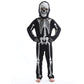Leadtex Kids Gid Skeleton Halloween Costume, All In One Skeleton Printed Jumpsuit With Hood And Gloves(12-13Years