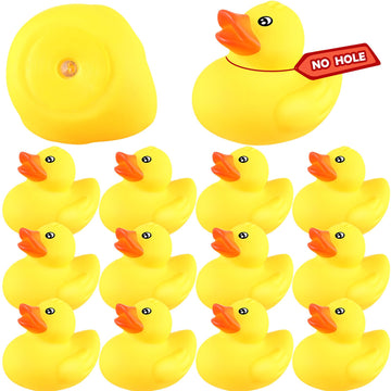 DEEKIN 12 Pcs 2.2 Inch Waterproof No Hole Yellow Rubber Ducks Duck Bath Toy with Sealed Plug Without Hole Bathtub Floating Bath 