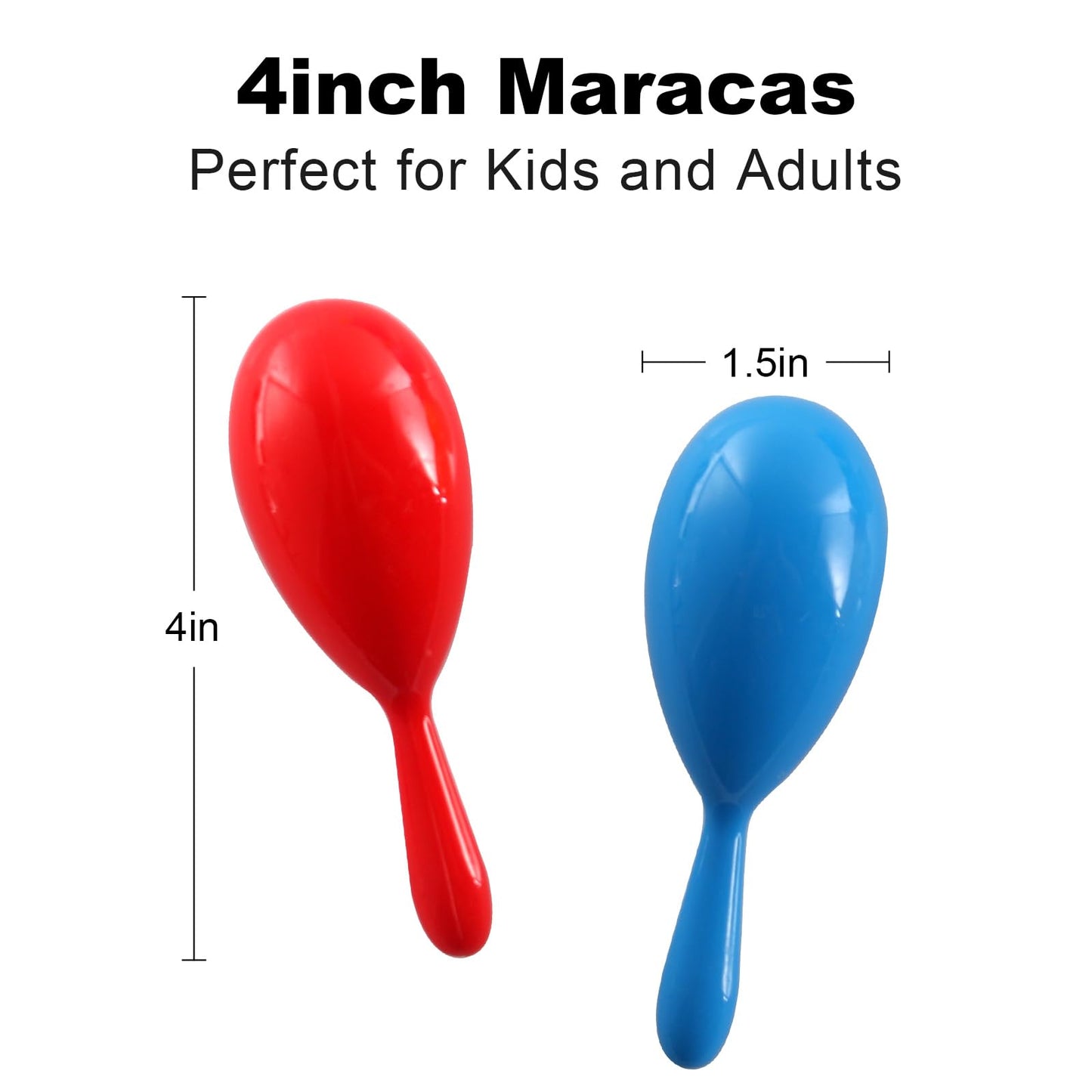 Maracas For Kids - Mexican Maraca Neon Colorful Maracas Bulk For Fiesta Party Favors Baby Noisemaker - 4' Maracas Toys For Cinco De Mayo Partys, Birthday, Fiesta Decorations, 6 Colors, 24 Pack