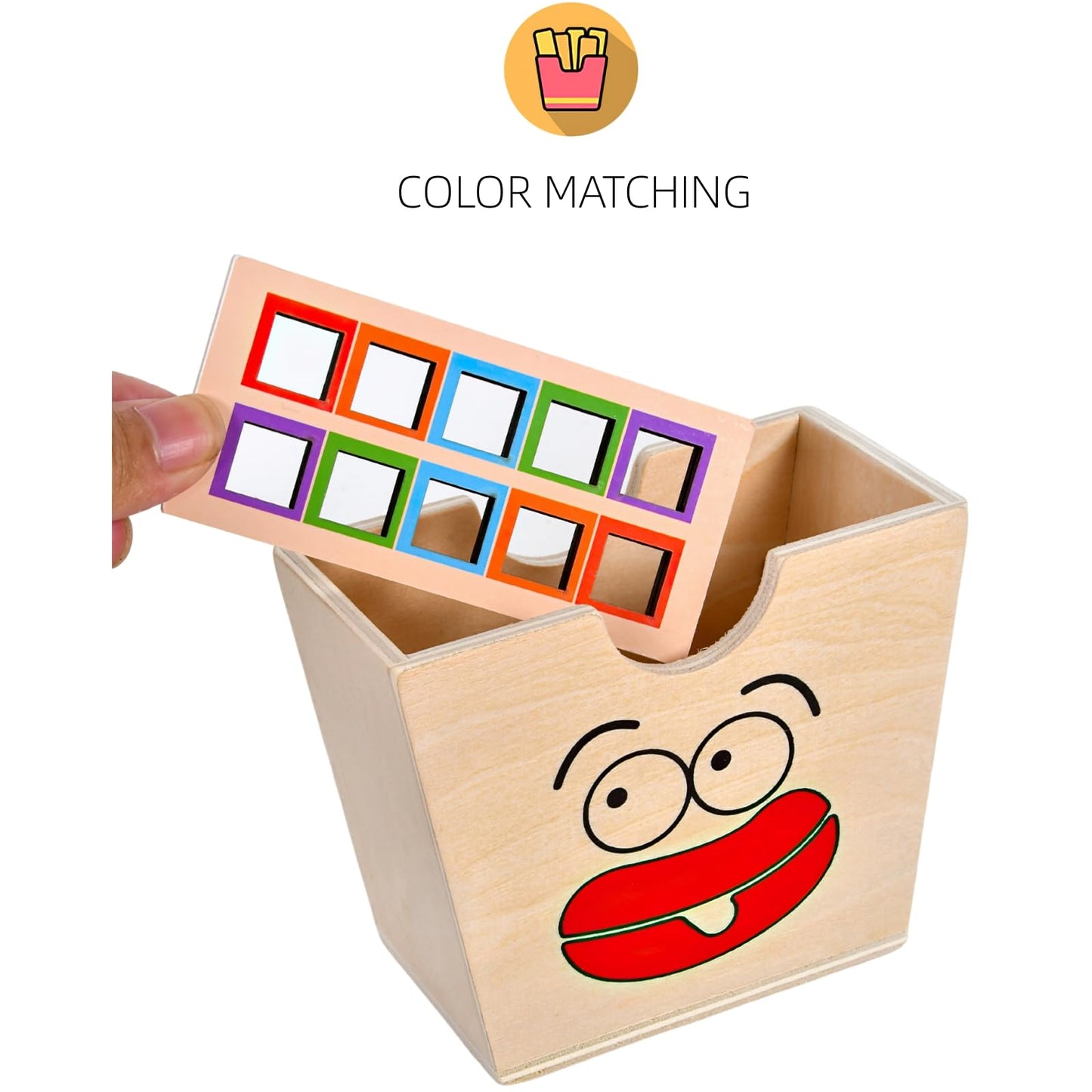 Mikneke Wooden French Fries Sorting & Stacking Toys For Toddlers, Montessori Toys For 3 Year Old, Preschool Educational Toys To Develop Fine Motor Skills