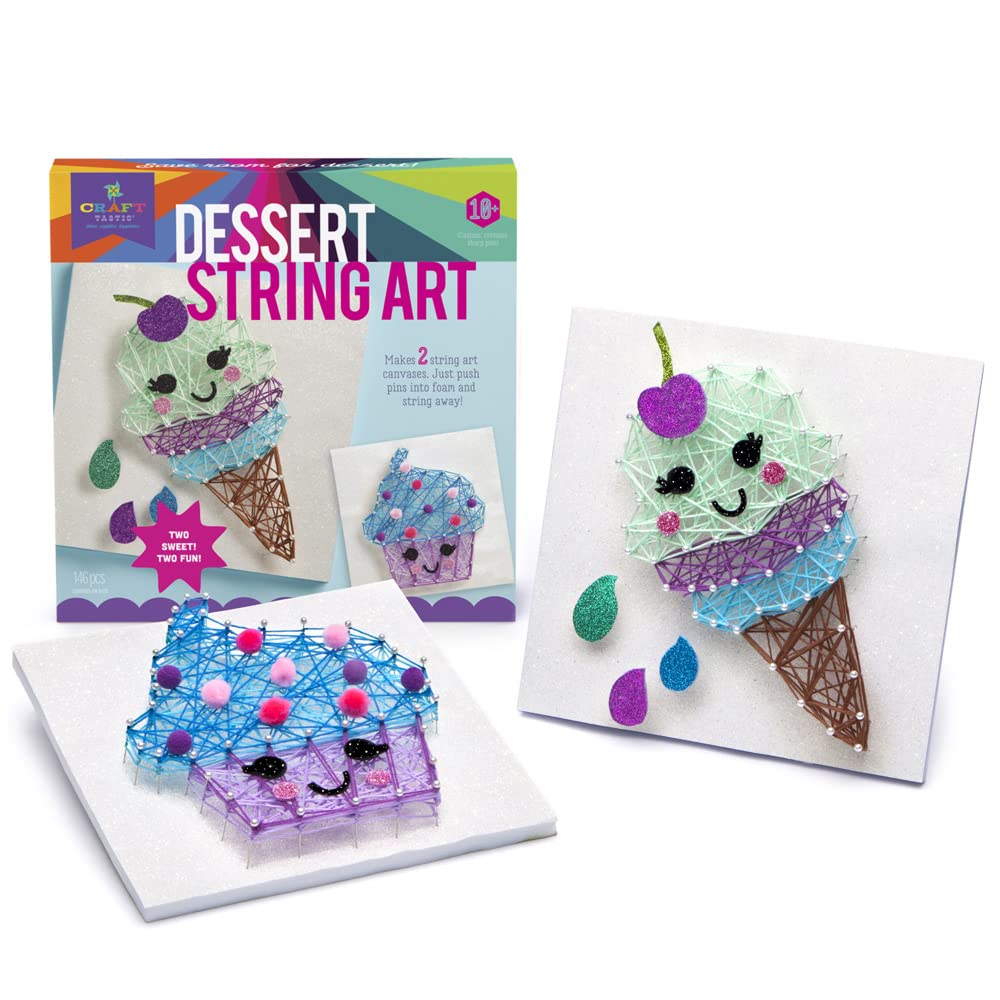 Craft-tastic - String Art Kit - Craft Kit Makes 2 Large String Art Canvases - Desserts Edition