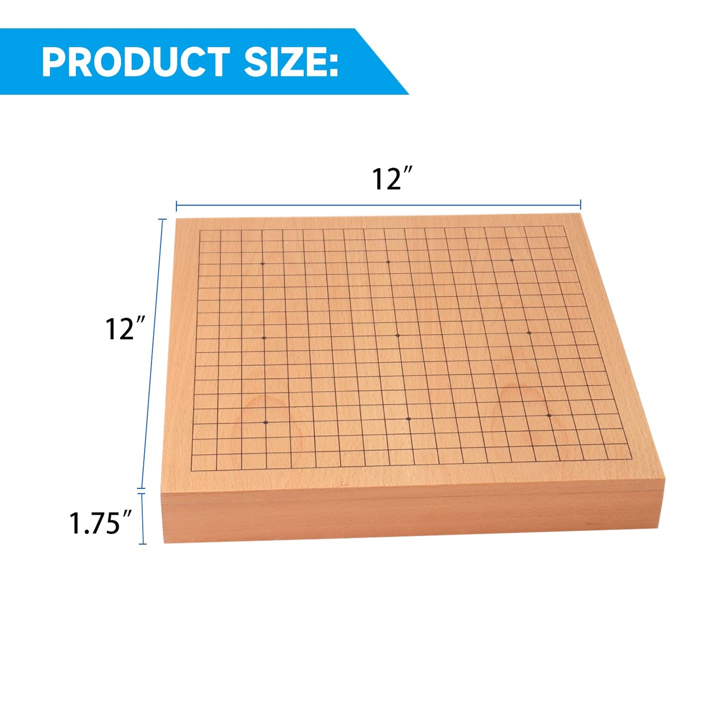 GSE Games & Sports Expert 12-Inches Wooden Go Board Game Set with Drawers, Wood Go Game Board Set with Plastic Stones, Classic C