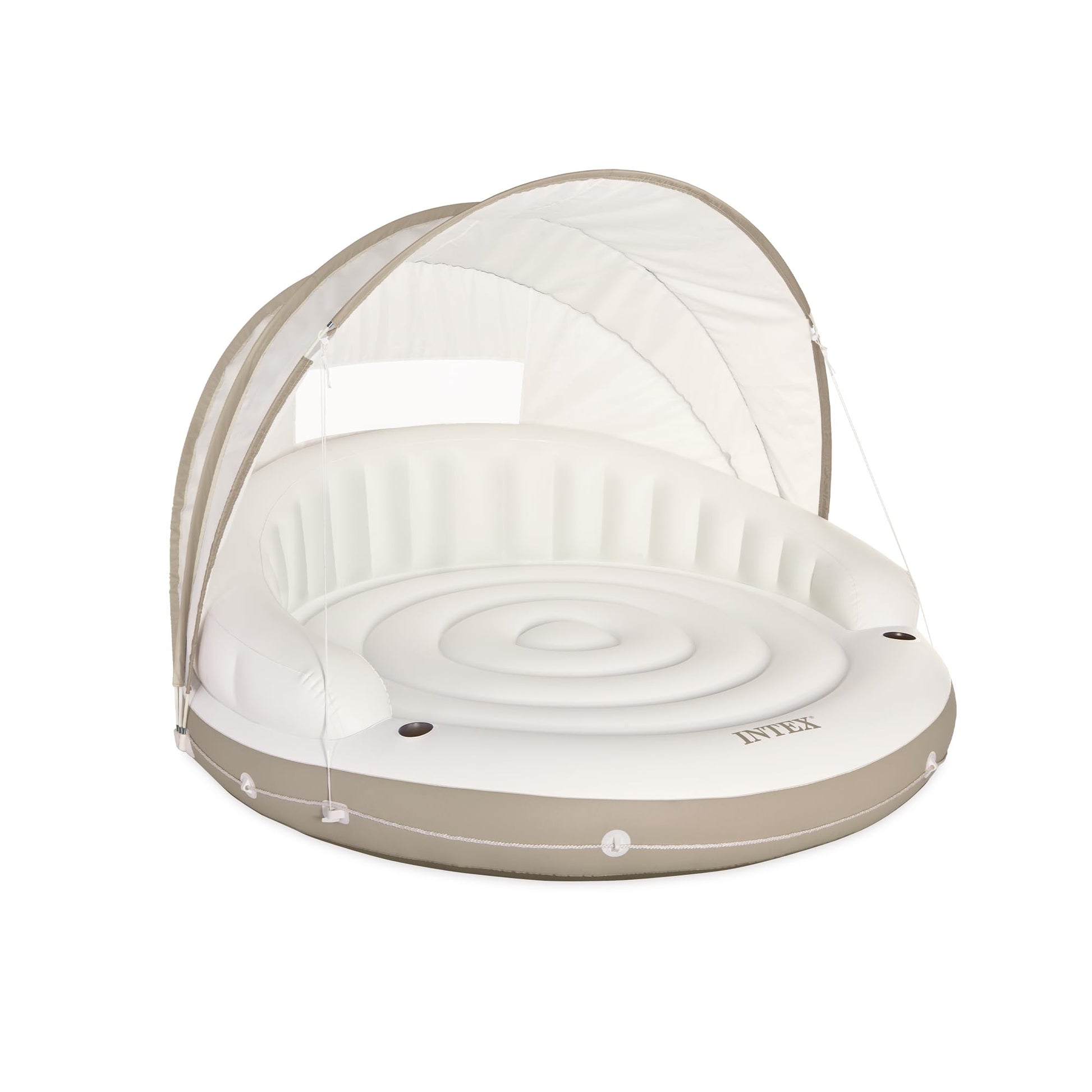 Intex 58292Ep Canopy Island Inflatable Pool Float: Comfortable Lounge Surface - Built-In Cup Holders - Detachable Sunshade - 440