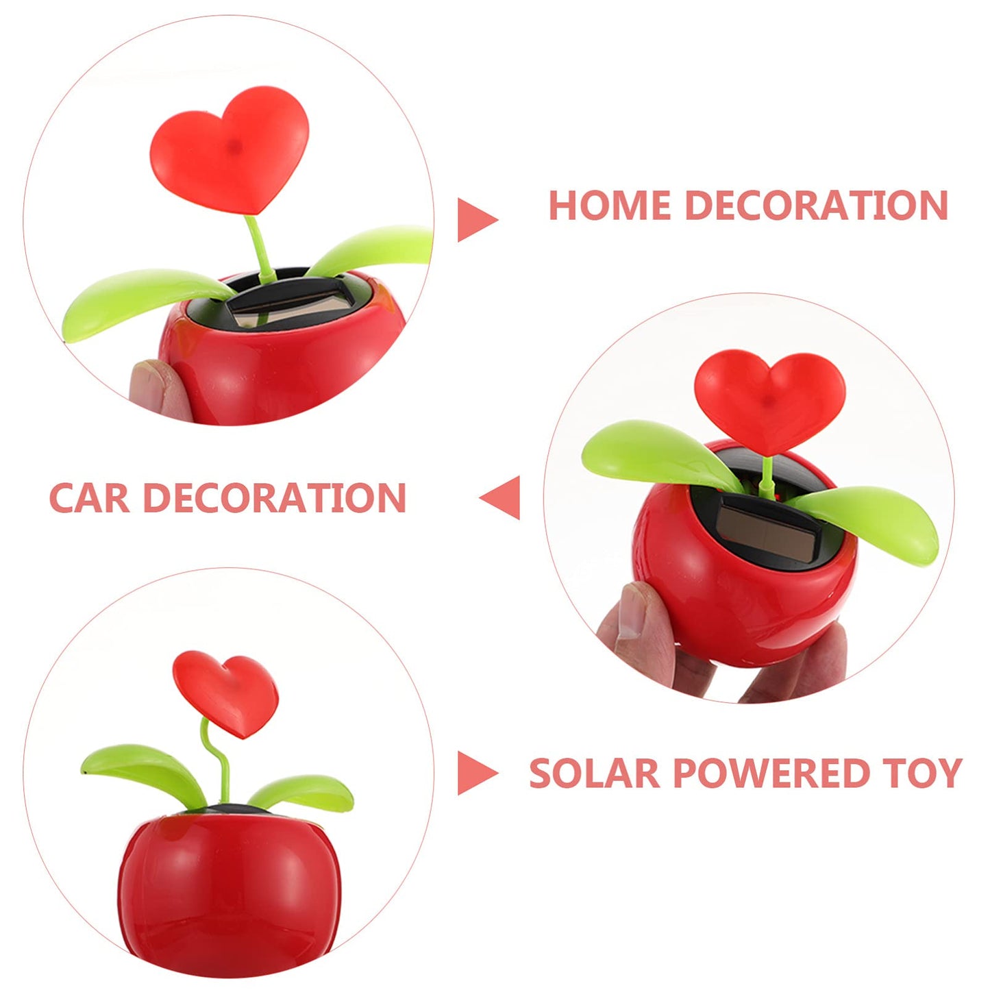 Besportble 2Pcs Solar Dancing Figurines Solar Powered Dancing Flower Heart Swinging Dancer Toy For Car Dashboard Office Desk Dec