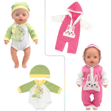 Sotogo 5 Sets Baby Doll Clothes Outfits Jumpsuits For 14-16 Inch Baby Doll, 43Cm New Born Baby Doll, 15 Inch Baby Doll And American 18 Inch Dolls Clothes And Accessories