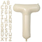 Letter Balloons Beige,40 Inch Letter T Balloons,A-Z Alphabet Name Foil Balloons,Big Single Cream Aluminum T Word Balloons Helium