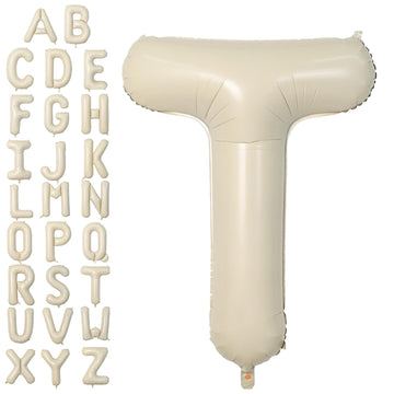 Letter Balloons Beige,40 Inch Letter T Balloons,A-Z Alphabet Name Foil Balloons,Big Single Cream Aluminum T Word Balloons Helium