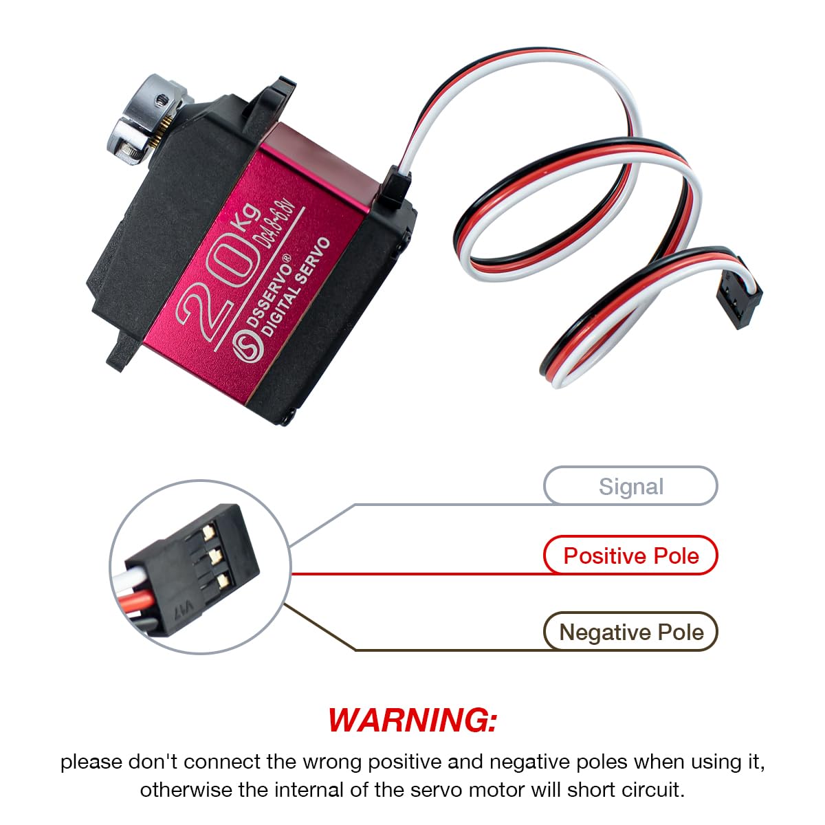 Hosyond Ds3218 20Kg Digital Rc Servo High Torque Metal Gear Waterproof Steering Servo Motor For Diy Rc Car, Robot, Truck (Contro