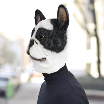 PartyHop Boston Terrier Dog Mask Animal Latex Full Head Mask Fancy Dress for Halloween Carnival Costume Party