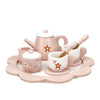 Wooden Afternoon Tea Set Toys for Toddlers Realistic Teapot Cups Carrying Tray Scoops Pretend Play Learning Role Play 12 pcs Pin