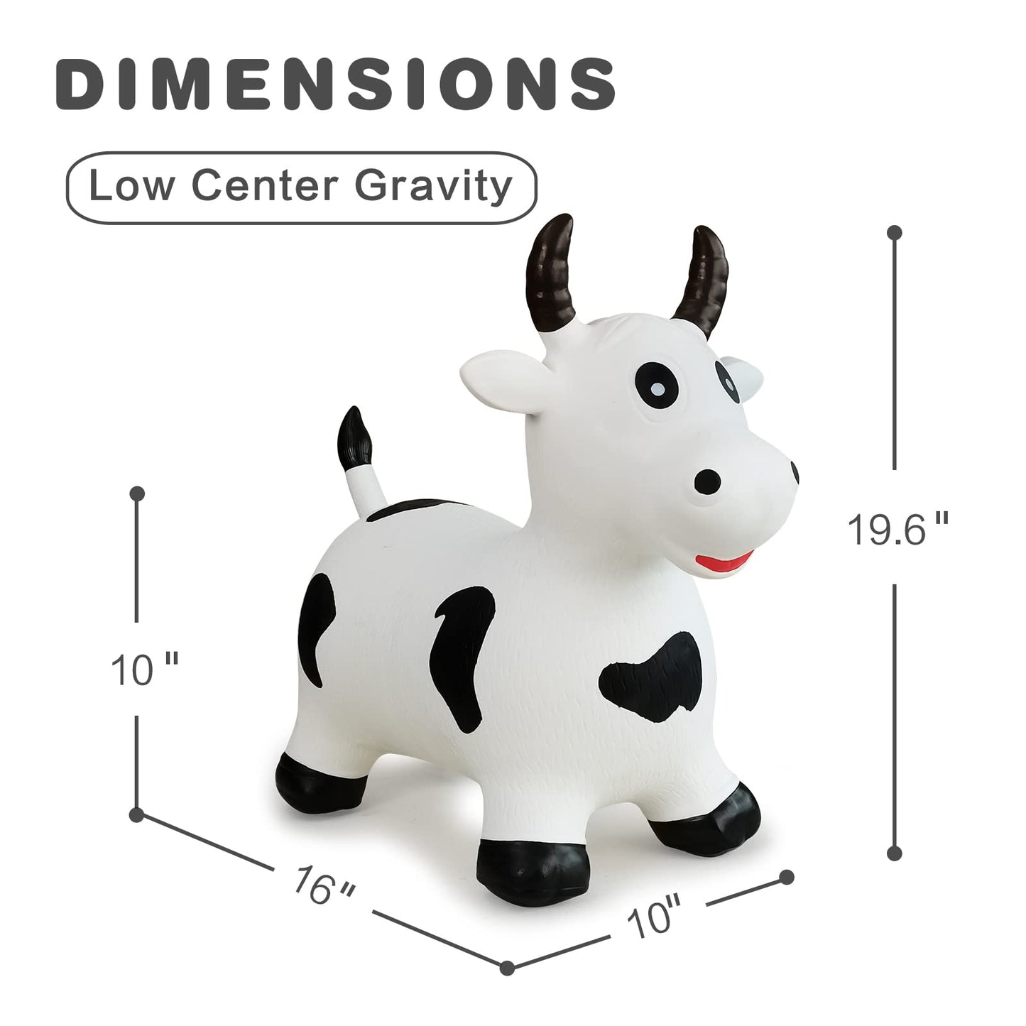 Hotmax Bouncy Cow Hopping Horse Toys, Inflatable Bouncing Animal Hopper For Toddlers Or Kids, Ride On Jumping Farm Toys For Boy Or Girl Birthday Gift 2 3 4 Year Old (White Cow)
